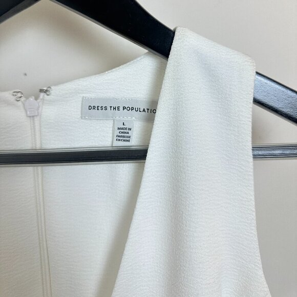 DRESS THE POPULATION Catalina Fit & Flare Cocktail Dress in Off-White Size Large - Picture 8 of 11